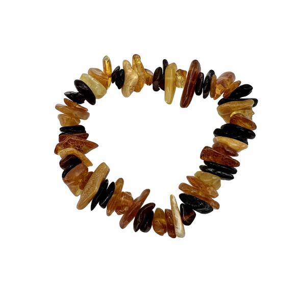 Baltic Amber Bracelet Stretchy Elastic Multi-Color Polished (B301) - Picture 1 of 5